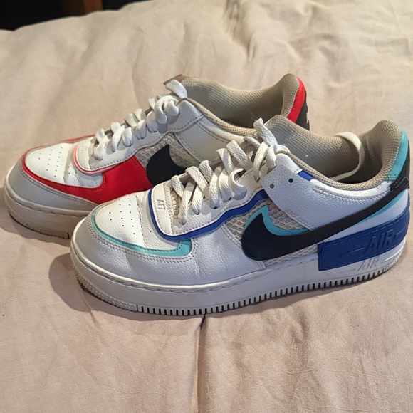 Nike Air Force 1 Sneakers - Red, Blue, Black, White - Picture 1 of 4